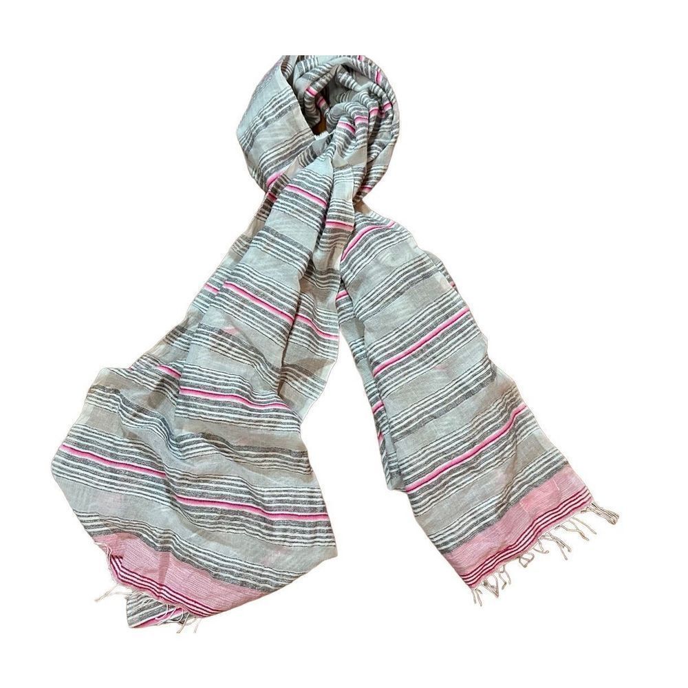 Lemlem silver‎ white pink metallic scarf new